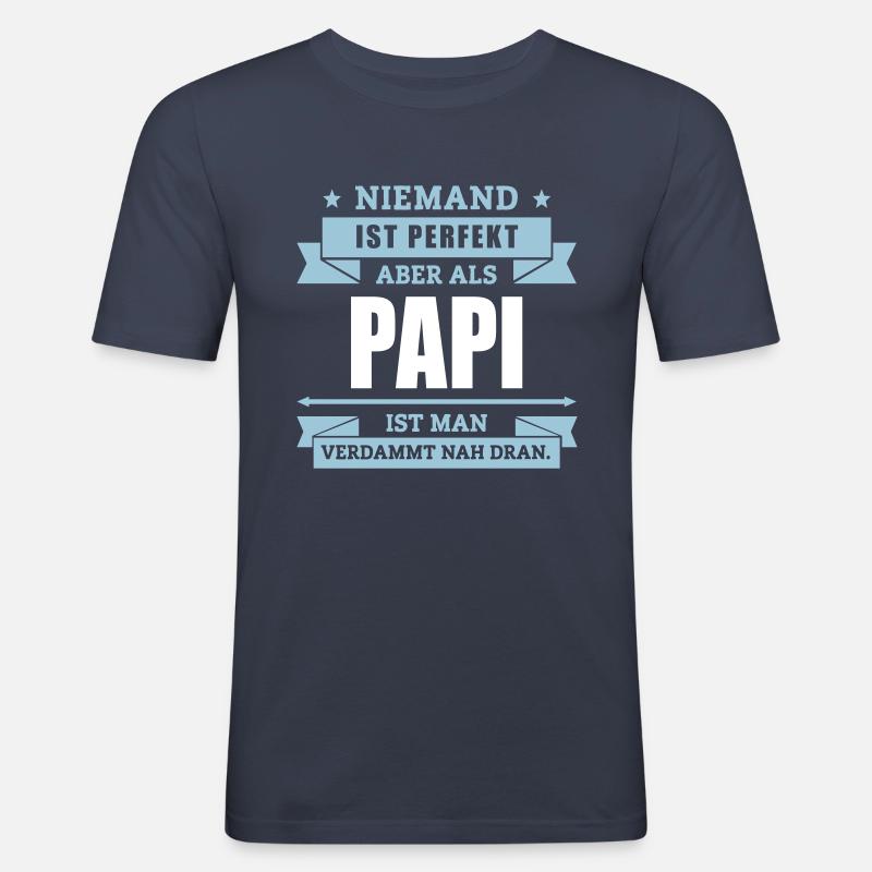 Funshirt Papi - Männer Slim Fit T-Shirt - Navy