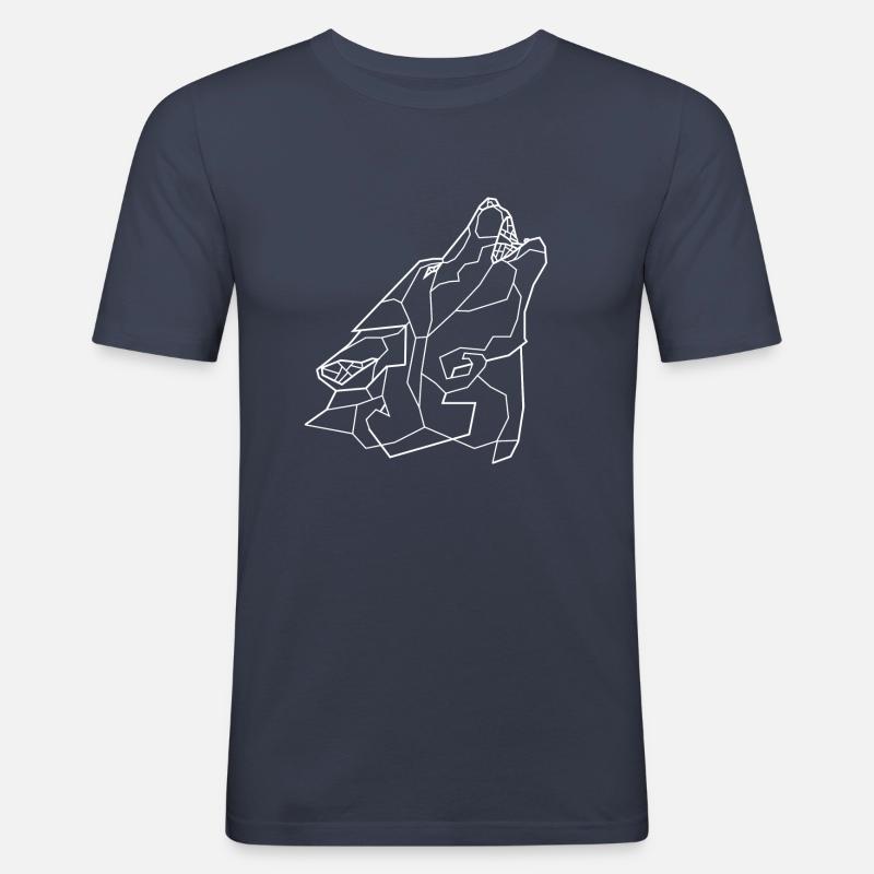 Heulender Wolf - weiß - Männer Slim Fit T-Shirt - Navy