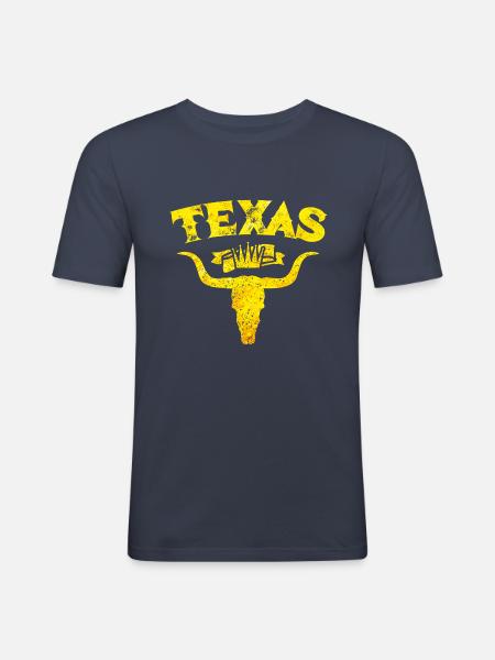 texas bull skeleton - Men's Slim Fit T-Shirt - navy