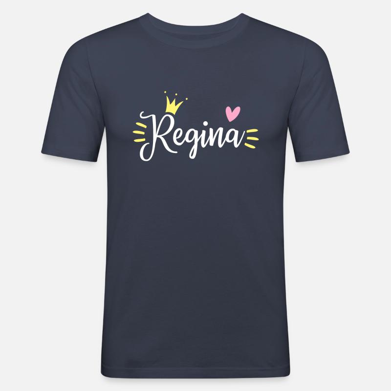 Regina Name Krone - Männer Slim Fit T-Shirt - Navy