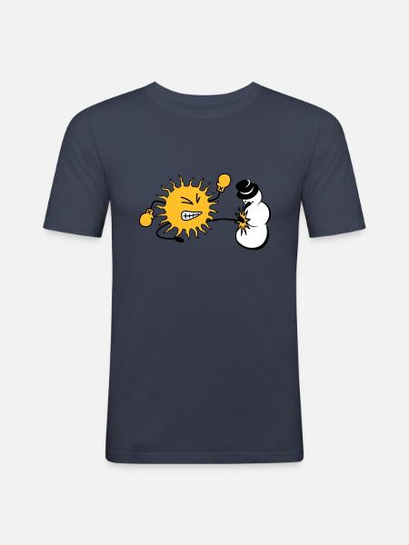sun kicks snowman - Men's Slim Fit T-Shirt - navy