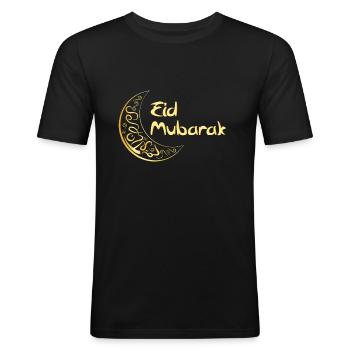 Ramadan Eid Mubarak Breaking the Fast Greeting - Men's Slim Fit T-Shirt - black - Front - Nik (191cm)