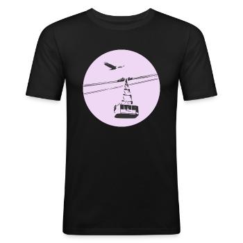 Gondola / cable car with eagle purple - Men's Slim Fit T-Shirt - black - Front - Nik (191cm)