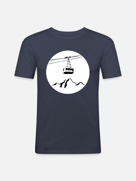 Mountain with gondola black - Men's Slim Fit T-Shirt - navy