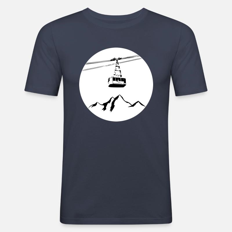 Berg mit Gondel schwarz - Männer Slim Fit T-Shirt - Navy