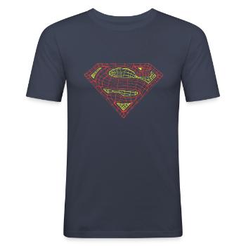 Superman Logo Line Art - Men's Slim Fit T-Shirt - navy - Front - Nik (191cm)