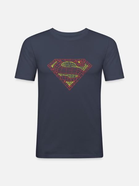Superman Logo Line Art - Herre Slim Fit T-Shirt - marineblå