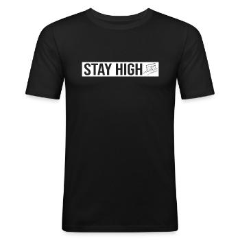 Restez haut - T-shirt près du corps Homme - noir - Devant - Nik (191cm)