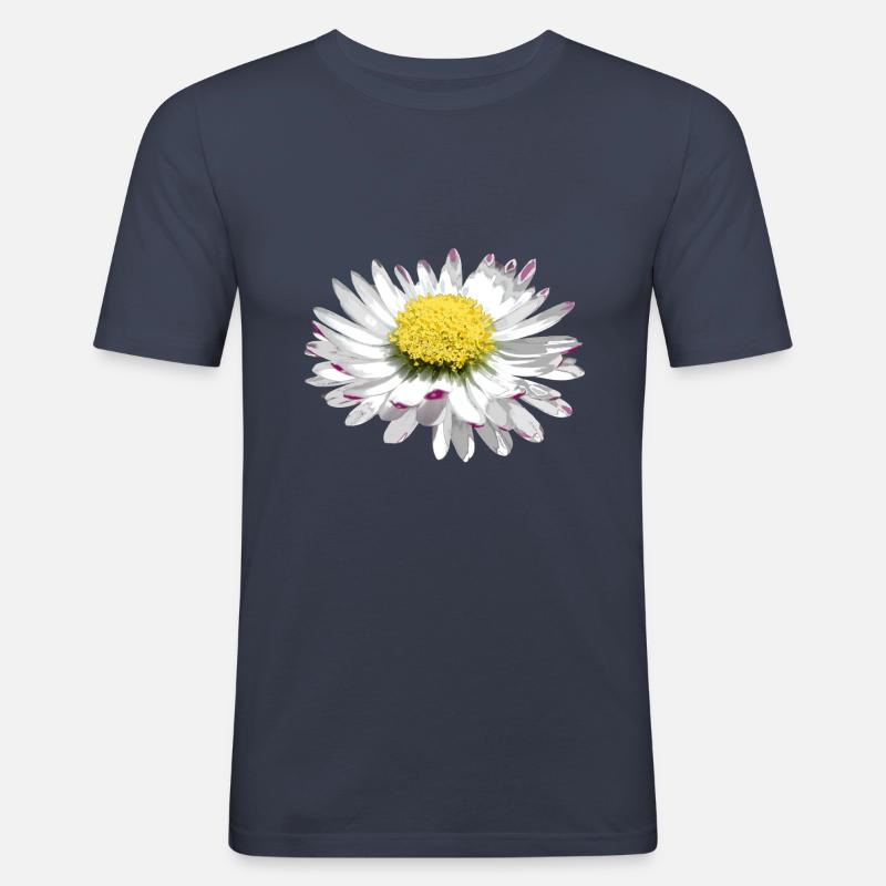 wundervolles Gänseblümchen, Daisy, Blume, Blüte - Männer Slim Fit T-Shirt - Navy