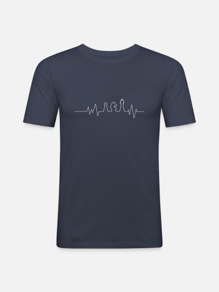Schach Herzschlag 2 - Männer Slim Fit T-Shirt - Navy