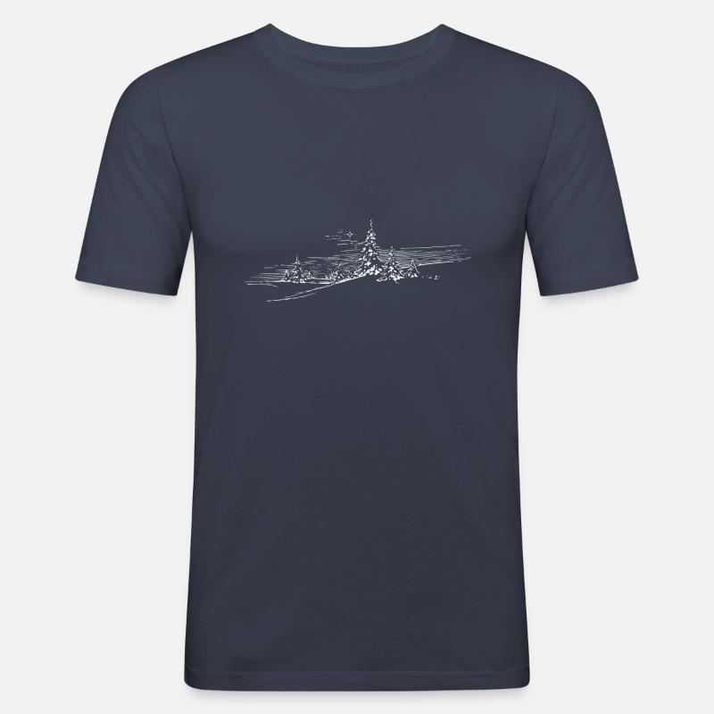 Winterlandschaft - Männer Slim Fit T-Shirt - Navy