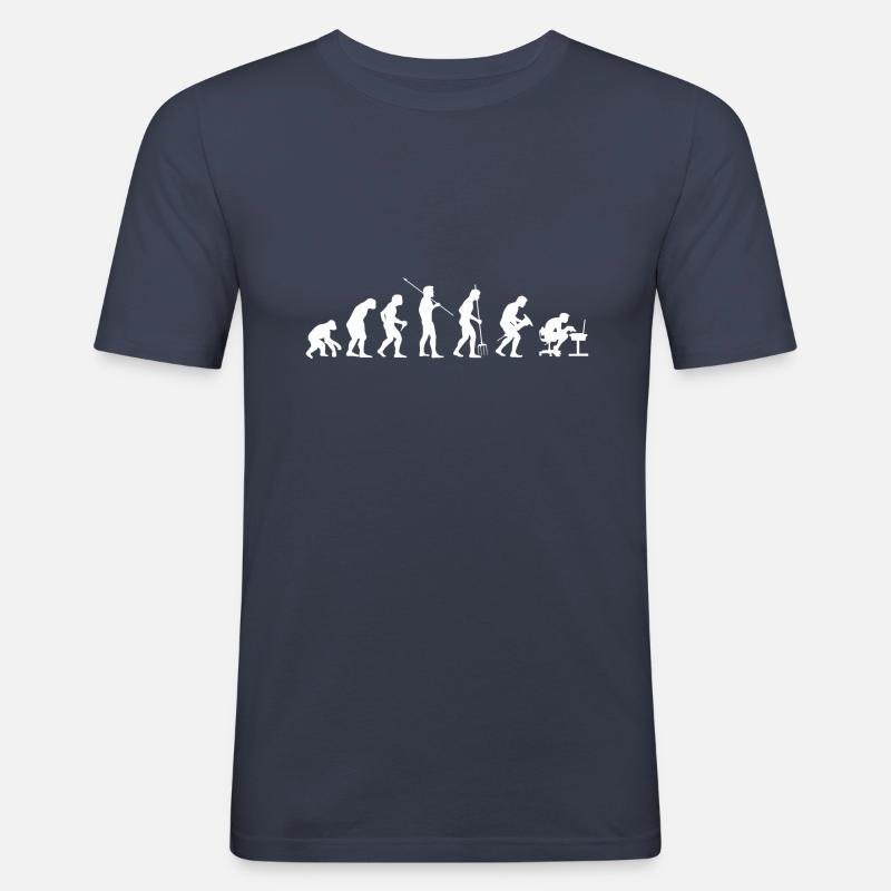 Funny Human Evolution Computer Technology - Männer Slim Fit T-Shirt - Navy