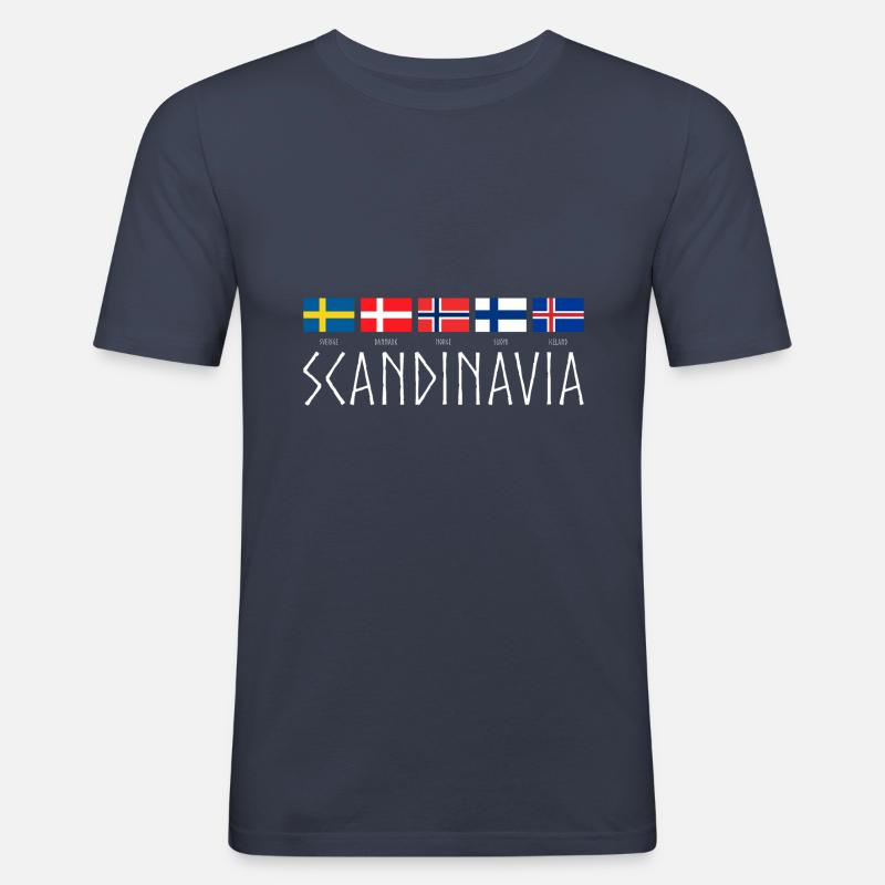 SCANDINAVIA - Countries Flags Languages - Männer Slim Fit T-Shirt - Navy