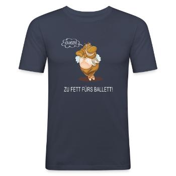 Zu Fett Fürs Ballett Hippo Ballerina Tanzen - Männer Slim Fit T-Shirt - Navy - Vorne - Nik (191cm)