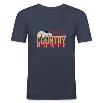 Gitarre Country-Musik - Männer Slim Fit T-Shirt - Navy - Vorne - Nik (191cm)