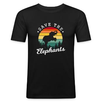 Rettet die Elefanten - Männer Slim Fit T-Shirt - Schwarz - Vorne - Nik (191cm)