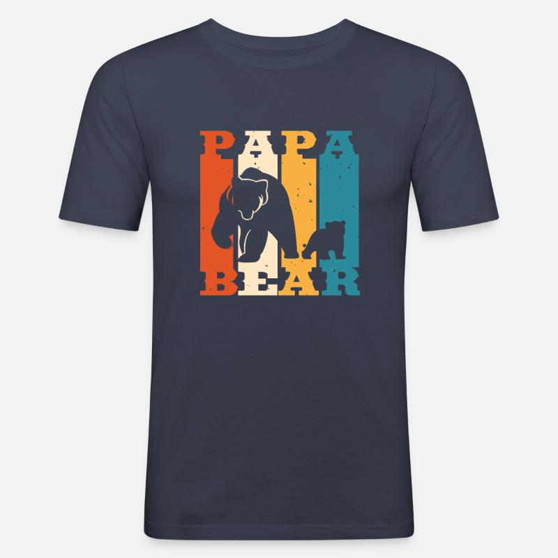 Papa Bär - Männer Slim Fit T-Shirt - Navy