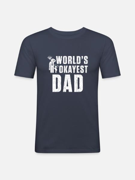 Worlds Okayest Dad - Men's Slim Fit T-Shirt - navy