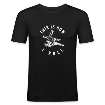 Rôle de Jiu-jitsu - T-shirt près du corps Homme - noir - Devant - Nik (191cm)