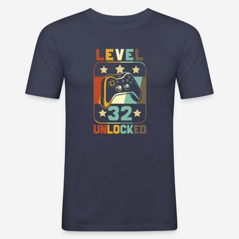 Level 32 Unlocked - Männer Slim Fit T-Shirt - Navy