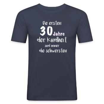 30. Geburtstag Shirt - Geschenk zum 30er - Männer Slim Fit T-Shirt - Navy - Vorne - Nik (191cm)