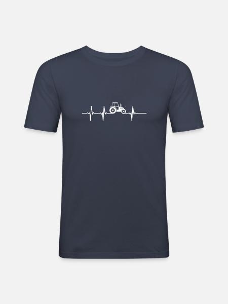EKG heartbeat tractor - Men's Slim Fit T-Shirt - navy