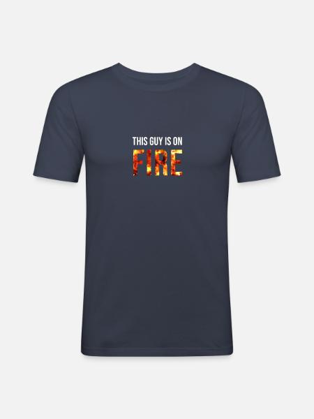 ON FIRE MAN - Men's Slim Fit T-Shirt - navy