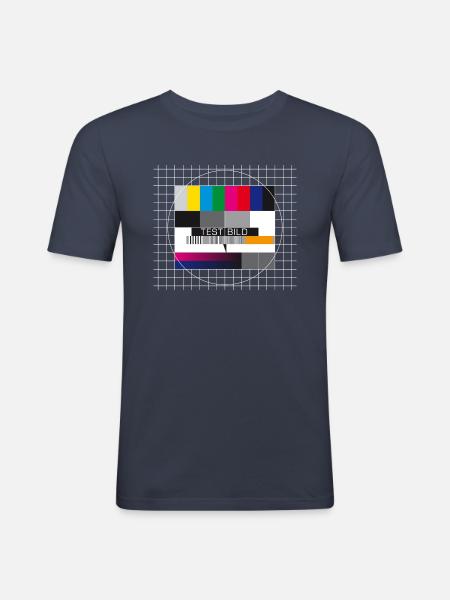 Testbild Fernsehen Bildschirm Sendeschluss Display - Männer Slim Fit T-Shirt - Navy