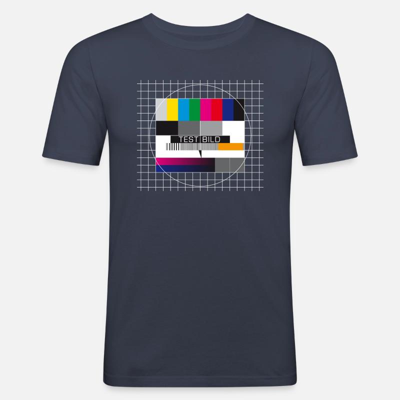Testbild Fernsehen Bildschirm Sendeschluss Display - Männer Slim Fit T-Shirt - Navy