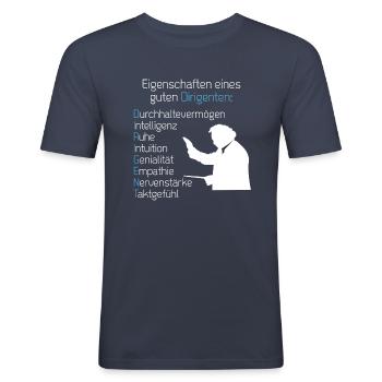 Eigenschaften eines Dirigenten Chorleiter Chor - Männer Slim Fit T-Shirt - Navy - Vorne - Nik (191cm)