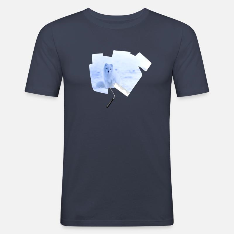 Farbroller Polarfuchs - Männer Slim Fit T-Shirt - Navy