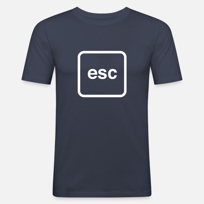 Nerd Esc Motiv - Männer Slim Fit T-Shirt - Navy