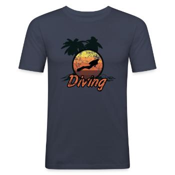 tauchen taucher diving Tauchsport - Männer Slim Fit T-Shirt - Navy - Vorne - Nik (191cm)