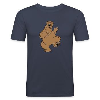 Tanzender Bär - Männer Slim Fit T-Shirt - Navy - Vorne - Nik (191cm)