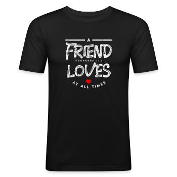 Friendship Bible Verse - Men's Slim Fit T-Shirt - black - Front - Nik (191cm)