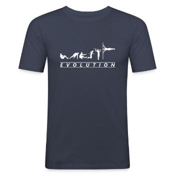 Calisthenics Shirt Evolution - Männer Slim Fit T-Shirt - Navy - Vorne - Nik (191cm)