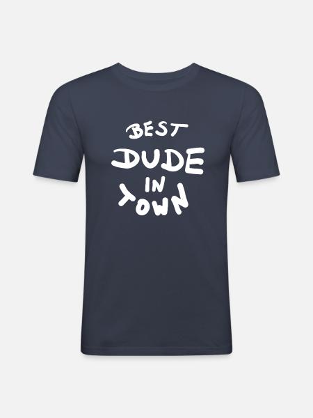 Bester Dude Stadt - Männer Slim Fit T-Shirt - Navy