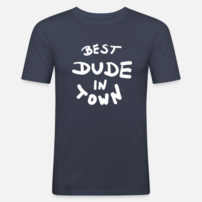Bester Dude Stadt - Männer Slim Fit T-Shirt - Navy