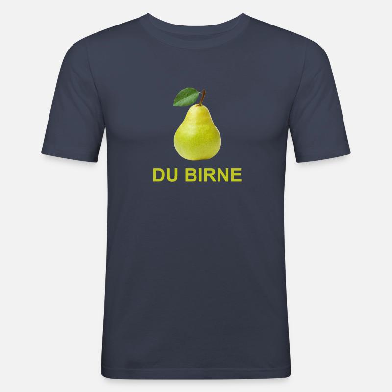 Du Birne - Männer Slim Fit T-Shirt - Navy
