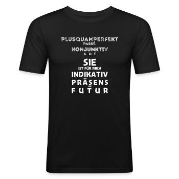 Deutsch Lehrer Student Polterabend Geschenk - Männer Slim Fit T-Shirt - Schwarz - Vorne - Nik (191cm)