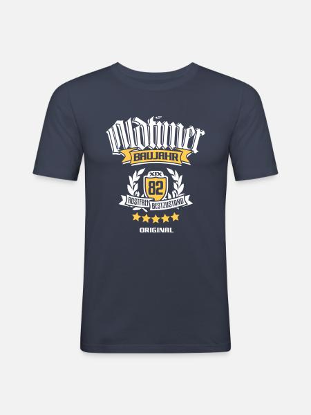 Oldtimer Baujahr 1982 - Männer Slim Fit T-Shirt - Navy