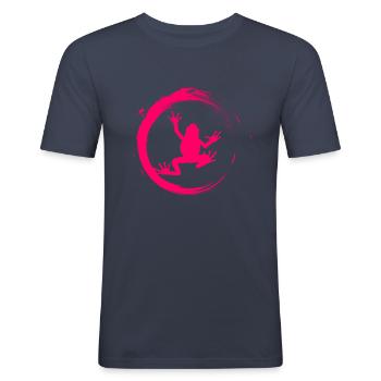 Frosch - Männer Slim Fit T-Shirt - Navy - Vorne - Nik (191cm)