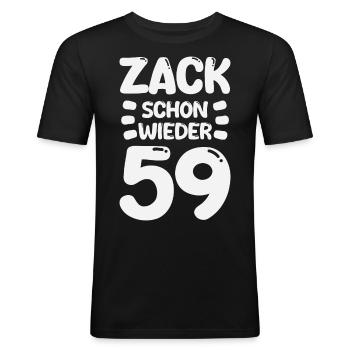 Zack 59 encore ! Anniversaire - T-shirt près du corps Homme - noir - Devant - Nik (191cm)