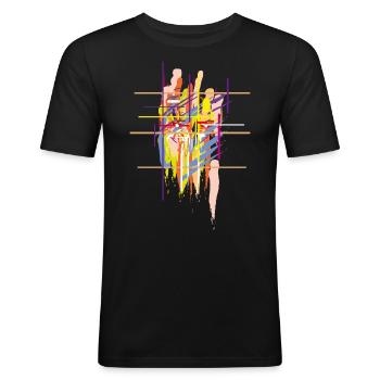 Abstrait - T-shirt près du corps Homme - noir - Devant - Nik (191cm)