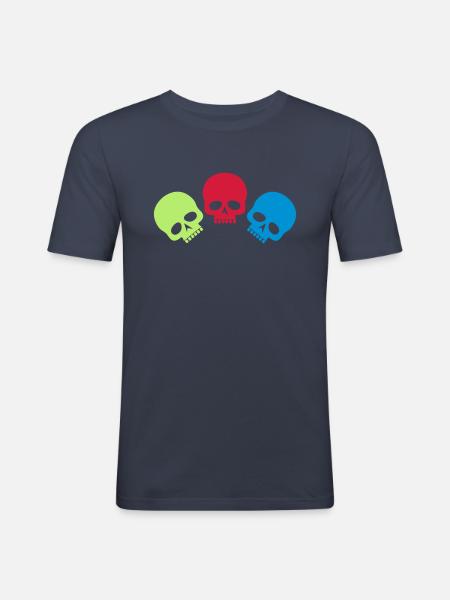 Drei Totenköpfe - Männer Slim Fit T-Shirt - Navy