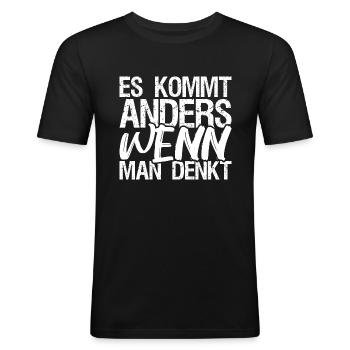 It's different when you think! - Men's Slim Fit T-Shirt - black - Front - Nik (191cm)