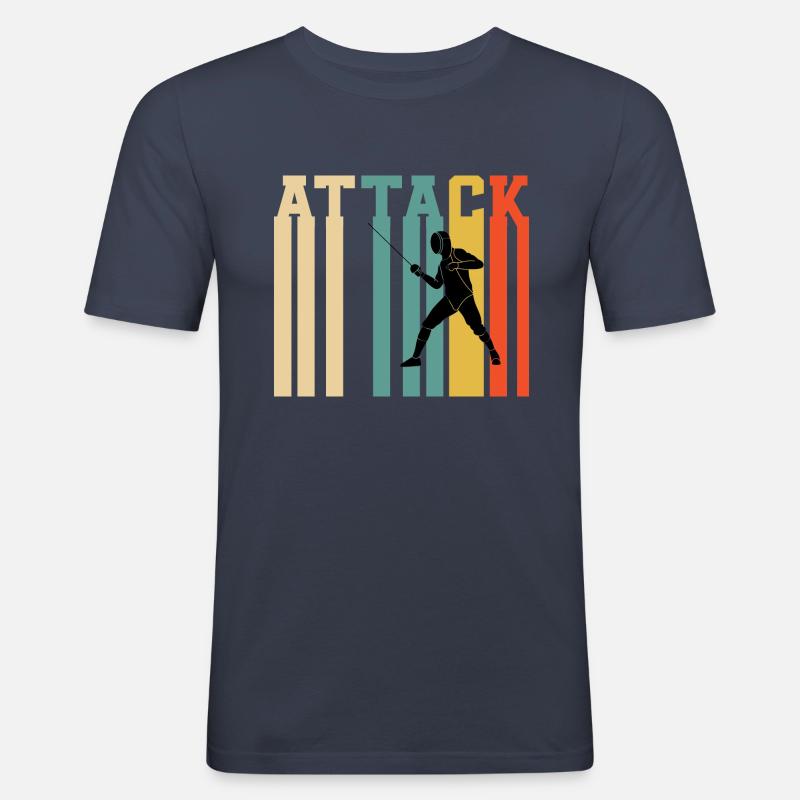 Fencing Attack - Männer Slim Fit T-Shirt - Navy