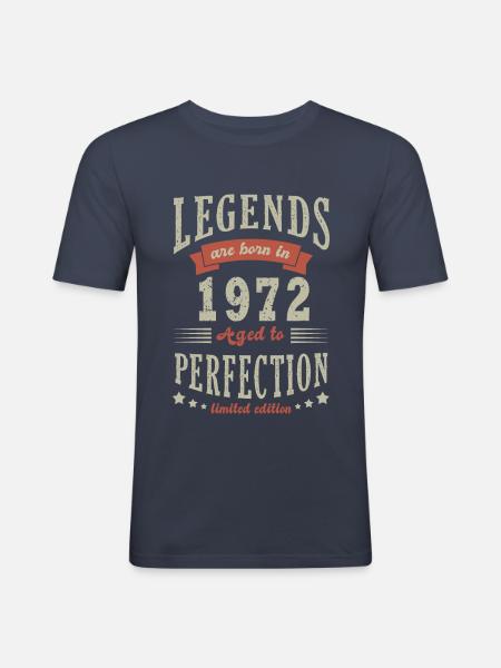 legende født i 1972 Fødselsdagsgave 51 år - Herre Slim Fit T-Shirt - marineblå