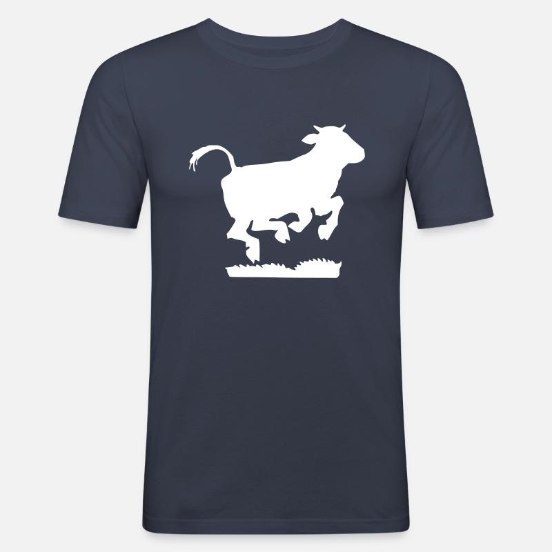 Springende Kuh - Männer Slim Fit T-Shirt - Navy
