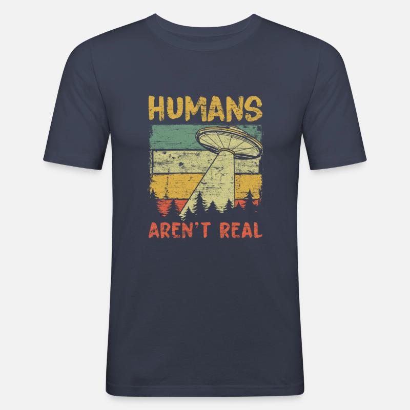 Humans Aren't Real Aliens Exist - Männer Slim Fit T-Shirt - Navy